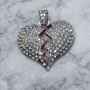 Silver Broken Heart Emoji Pendant